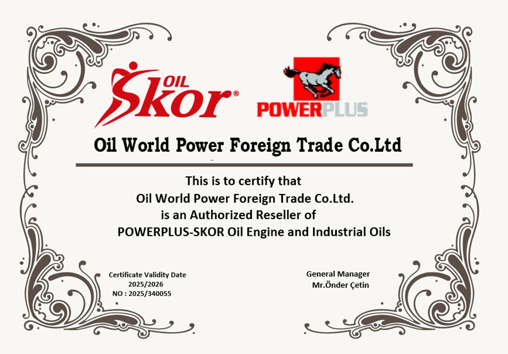 POWERPLUS MADENİ YAĞLARI AVRUPA BÖLGE SATIŞ YETKİ BELGESİ